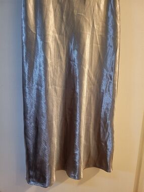 Satin Silver Slip Skirt - Women's